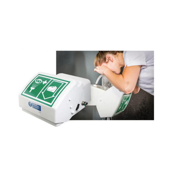 Statie de spălare oculară/față de urgență cu vas închis, ASA 45G Hughes uPVC, interior