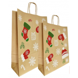 Sacosa natur Xmas - 20x9x25cm - 100 buc