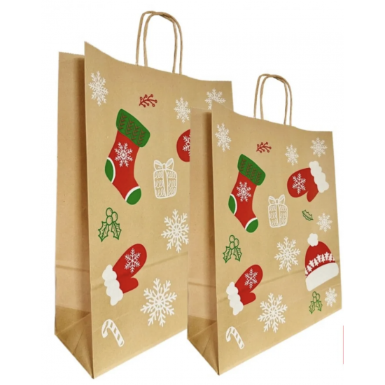 Sacosa natur Xmas - 32x12x41cm - 100 buc