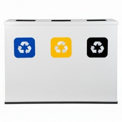 Coș de reciclare alb cu 3 compartimente 3x60L – 180 litri