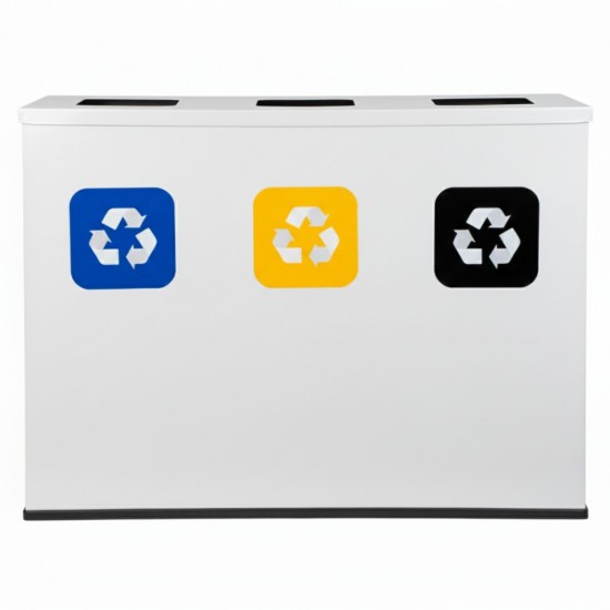 Coș de reciclare alb cu 3 compartimente 3x60L – 180 litri Coș de reciclare alb cu 3 compartimente 3x60L – 180 litri