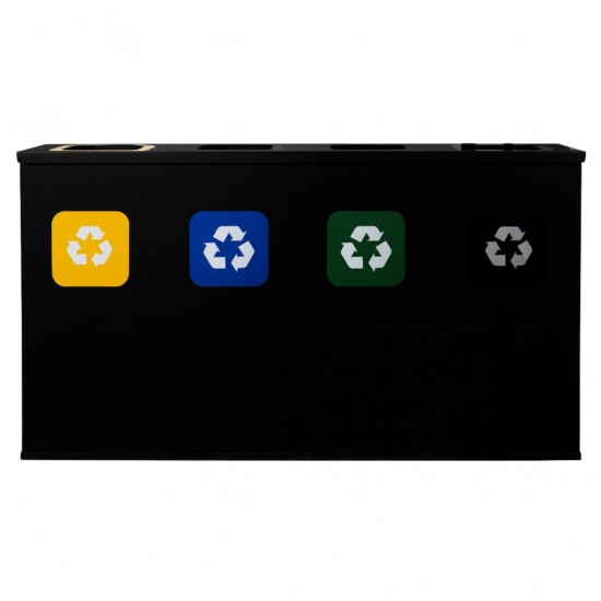 Coș de reciclare negru cu 4 compartimente 4x60L – 240 litri