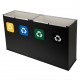 Coș de reciclare negru otel cu acoperire organica, cu 4 compartimente 4x60L – 240 litri