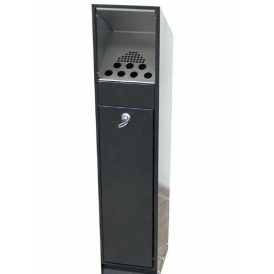 Scrumiera Verticala cu Cos de Gunoi Integrat, Otel Inoxidabil Satinat Scrumiera Verticala cu Cos de Gunoi Integrat, Otel Inoxidabil Satinat