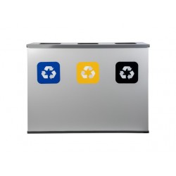 Coș de reciclare gri otel cu acoperire organica, cu 3 compartimente 3x60L – 180 litri Coș de reciclare gri otel cu acoperire organica, cu 3 compartimente 3x60L – 180 litri