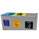 Coș de reciclare gri otel cu acoperire organica, cu 3 compartimente 3x60L – 180 litri