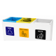 Coș de reciclare alb otel cu acoperire organica, cu 3 compartimente 3x60L – 180 litri