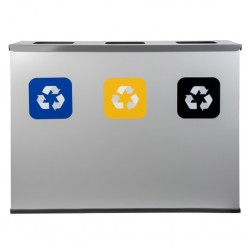 Coș de reciclare gri cu 3 compartimente 3x60L – 180 litri