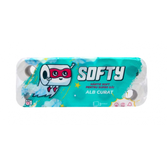 Hartie igienica SOFTY, 2 straturi, 10 role/ pachet, 12m
