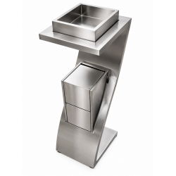 Cos de gunoi din inox cu scrumiera, pentru spatii profesionale Cos de gunoi din inox cu scrumiera, pentru spatii profesionale