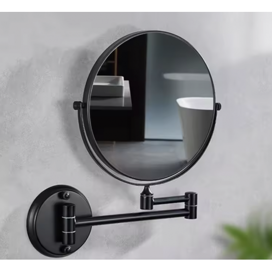 Oglinda rotunda cosmetica, neagra, cu montare pe perete, AQAS Oglinda rotunda cosmetica, neagra, cu montare pe perete, AQAS
