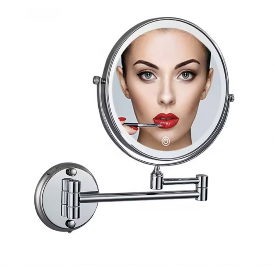 Oglinda rotunda cosmetica, montare pe perete, cu lumina led, AQAS Oglinda rotunda cosmetica, montare pe perete, cu lumina led, AQAS