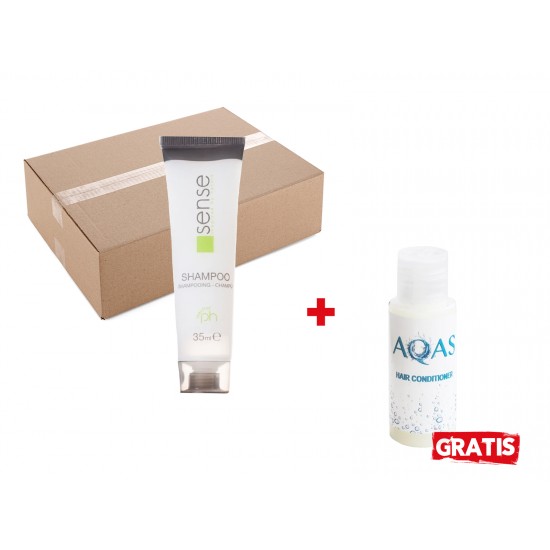 Pachet 1 bax (160buc) Sampon 35ml- Sense si GRATUIT 50 buc Balsam ingrijire par- AQAS, 35ml Pachet 1 bax (160buc) Sampon 35ml- Sense si GRATUIT 50 buc Balsam ingrijire par- AQAS, 35ml