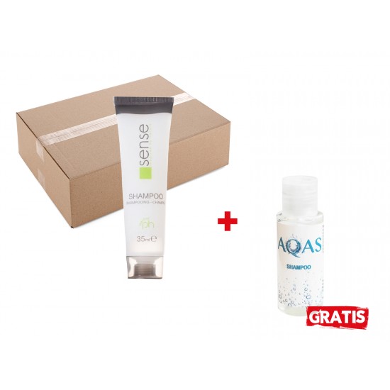 Pachet 1 bax (160buc) Sampon 35ml- Sense si GRATUIT 50 buc Sampon ingrijire par - AQAS, 35 ml