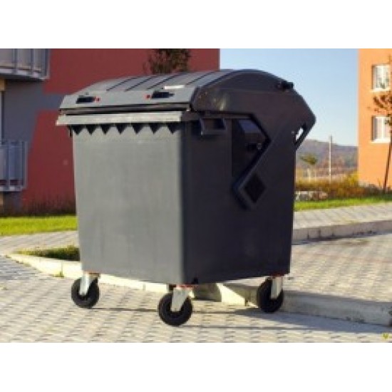 Container HDPE CLF 1100L cu capac plat negru - Transport inclus