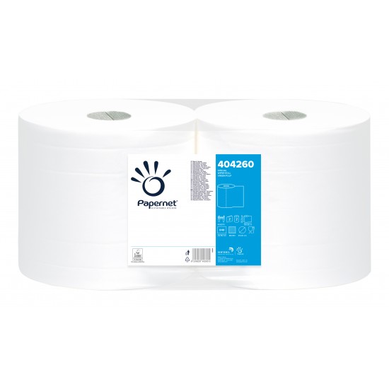Rola industriala de hartie alba, cu 2 straturi, din celuloza 100%, Papernet, 190m Rola industriala de hartie alba, cu 2 straturi, din celuloza 100%, Papernet, 190m