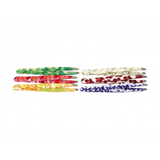 Penseta profesionala oblica inox 9.5 cm - fantezie florala si fructata, Koh-i-noor Penseta profesionala oblica inox 9.5 cm - fantezie florala si fructata, Koh-i-noor
