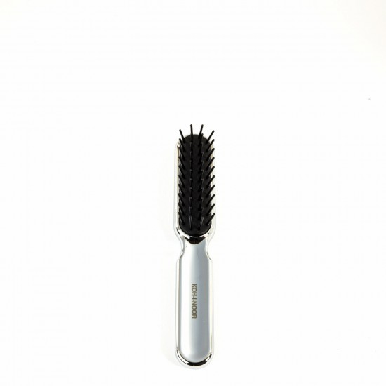 Perie cromata cu peri cilindrici din plastic, rezistenta la foen 16 x 2.5 cm, Koh-i-noor Perie cromata cu peri cilindrici din plastic, rezistenta la foen 16 x 2.5 cm, Koh-i-noor