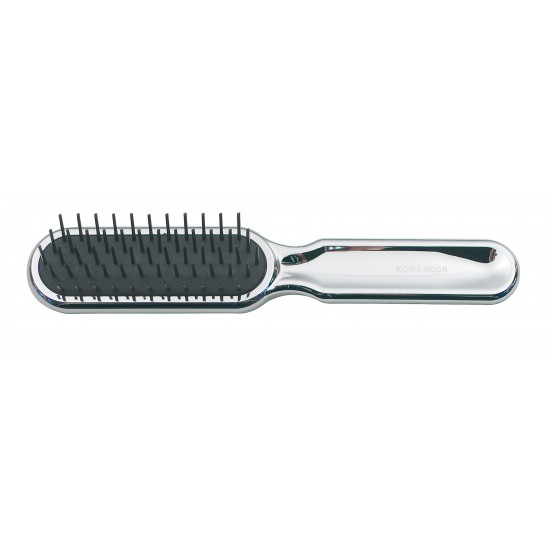 Perie pneumatica cromata cu peri cilindrici din plastic, rezistenta la foen 20.5 x 4 cm, Koh-i-noor Perie pneumatica cromata cu peri cilindrici din plastic, rezistenta la foen 20.5 x 4 cm, Koh-i-noor