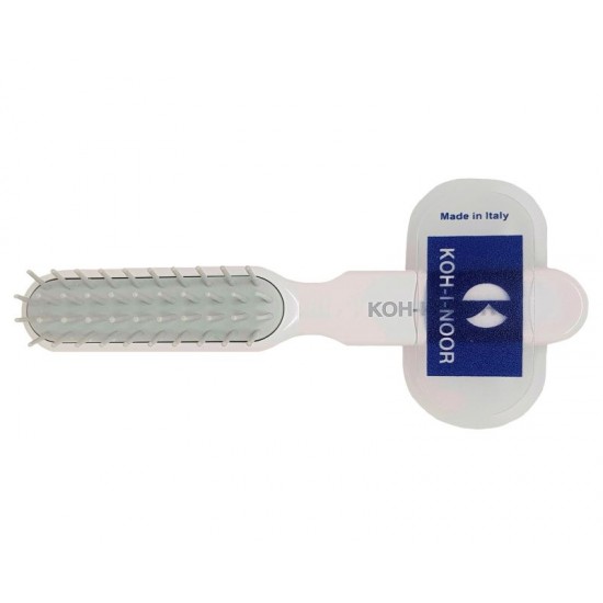Perie pneumatica alba cu peri cilindrici din plastic, rezistenta la foen 16 x 2.5 cm, Koh-i-noor Perie pneumatica alba cu peri cilindrici din plastic, rezistenta la foen 16 x 2.5 cm, Koh-i-noor