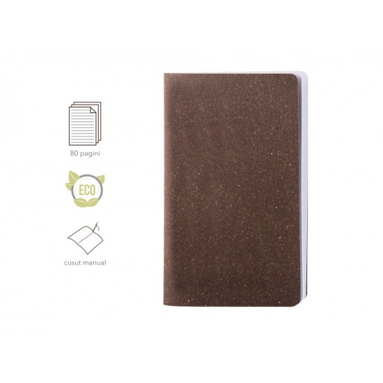 Notes Eco Pastel, piele naturala regenerata, 12,5x20 cm, velin, maro Notes Eco Pastel, piele naturala regenerata, 12,5x20 cm, velin, maro