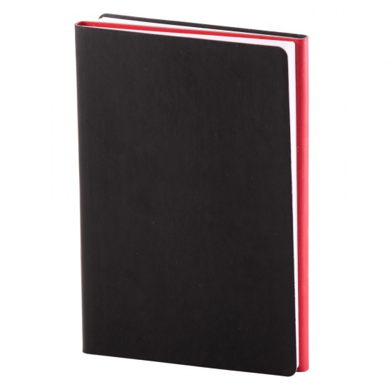 Notes Twin, piele, A5, liniat + matematica, negru/rosu Notes Twin, piele, A5, liniat + matematica, negru/rosu
