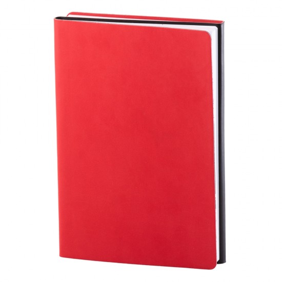 Notes Twin, piele, A5, liniat + matematica, negru/rosu Notes Twin, piele, A5, liniat + matematica, negru/rosu