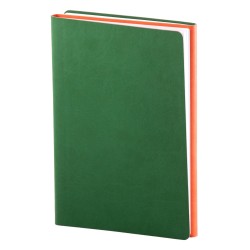 Notes Twin, piele, A5, liniat + matematica, verde/portocaliu Notes Twin, piele, A5, liniat + matematica, verde/portocaliu