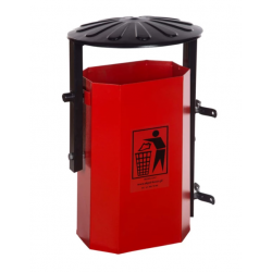 Cos stradal pentru gunoi, Rosu, Metal, 35 L Cos stradal pentru gunoi, Rosu, Metal, 35 L