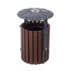 Cos stradal pentru gunoi, Maro, Metal si Lemn, 40 L Cos stradal pentru gunoi, Maro, Metal si Lemn, 40 L