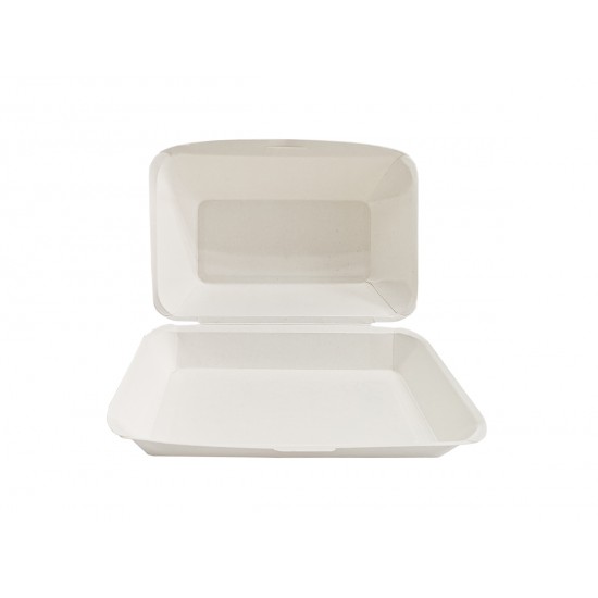 Caserola meniu carton ALB Hamburger mare,  900 ml, 125 buc/set, CARTON +PE