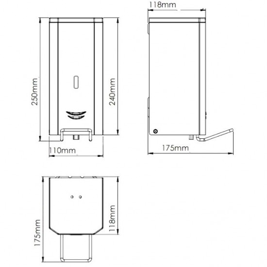 Dozator sapun lichid actionare cu tija, Inox, Negru