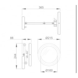 Oglinda rotunda cosmetica reversibila, brat extensibil si iluminare Led, montare pe perete, 244 x 215 mm Oglinda rotunda cosmetica reversibila, brat extensibil si iluminare Led, montare pe perete, 244 x 215 mm