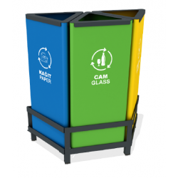 Set 3 cosuri gunoi colectare selectiva, Metal, 26 L/ Recipient Set 3 cosuri gunoi colectare selectiva, Metal, 26 L/ Recipient