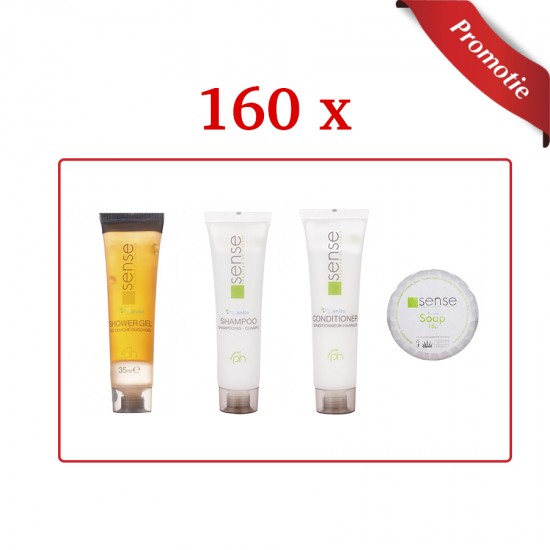 Pachet 160 buc cosmetice hoteliere: gel de dus, sampon, balsam si 150 x sapun 