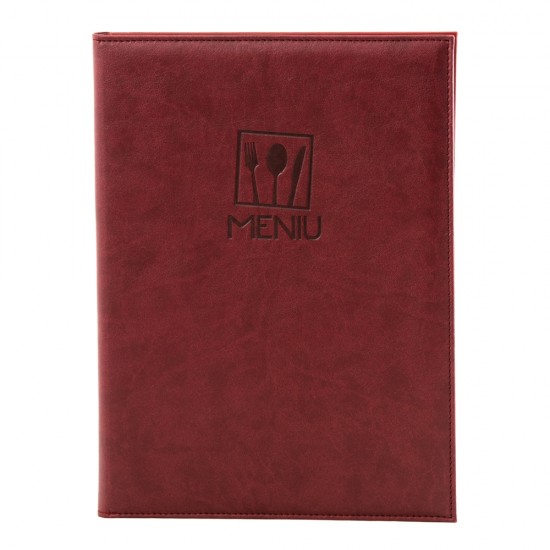 Mapa meniu A4+, LeatherLike, piele PU interior/exterior, lavabila, bordo Mapa meniu A4+, LeatherLike, piele PU interior/exterior, lavabila, bordo
