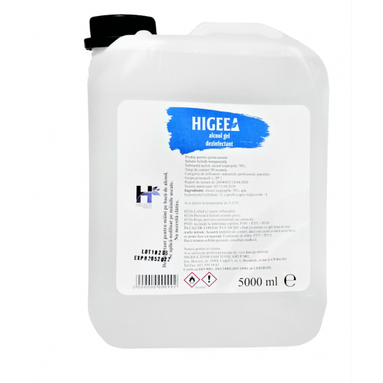 Higeea Alcool gel, dezinfectant virucid pentru maini, 5L 