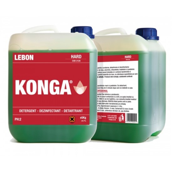 Detergent dezinfectant si detartrant, Konga Hard, 5L -Aviz biocid