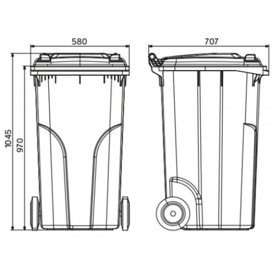 Europubela din material plastic, 240 l culoare negru SULO - Transport inclus