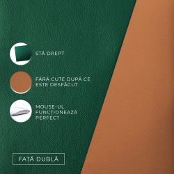 Mousepad Flexi M, din piele, cu doua fete, pentru protectie birou, UNIKA, verde/bej Mousepad Flexi M, din piele, cu doua fete, pentru protectie birou, UNIKA, verde/bej