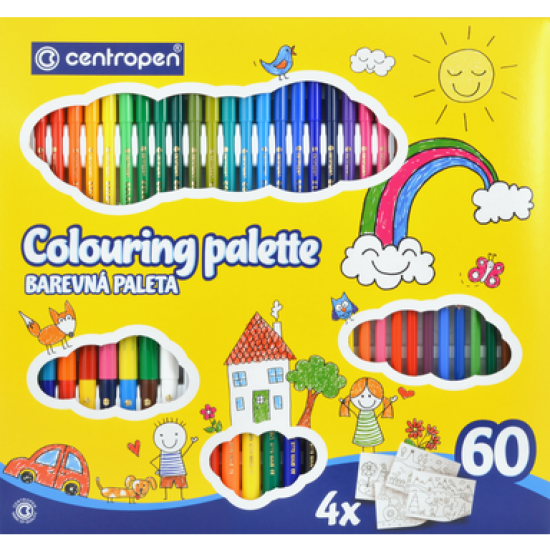 Set carioci, markere si creioane colorate Centropen Quatro II 9396 - 60 produse/set Set carioci, markere si creioane colorate Centropen Quatro II 9396 - 60 produse/set