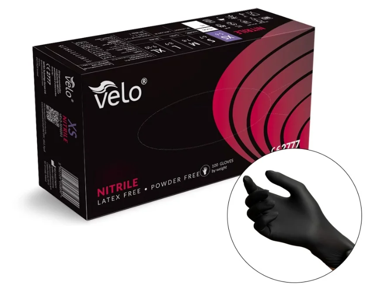 Manusi nepudrate din nitril negre VELO 100 buc/ cutie