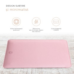Husa laptop, MacBook 13 inch, UNIKA, piele PU cu lana din fibre naturale, roz Husa laptop, MacBook 13 inch, UNIKA, piele PU cu lana din fibre naturale, roz