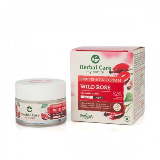 Crema de față antirid si fermitate pentru ten matur cu trandafir salbatic  Herbal Care 50 ml