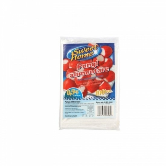 Set 100 bucati, Pungi Alimentare LDPE, 0,5 Kg, 17x24, Sweet Set 100 bucati, Pungi Alimentare LDPE, 0,5 Kg, 17x24, Sweet