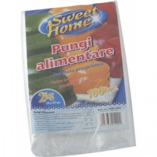 Set 100 bucati, Pungi Alimentare LDPE, 2 Kg, 24x34, Sweet