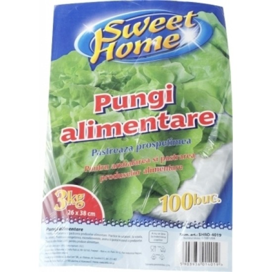 Set 100 bucati, Pungi Alimentare LDPE, 3 Kg, Sweet, 26x38