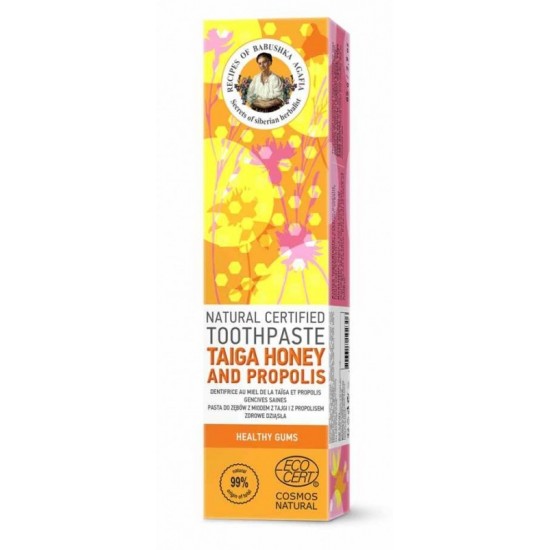 Pasta de dinti gingii sanatoase Taiga Honey and Propolis, 85g - RBA Pasta de dinti gingii sanatoase Taiga Honey and Propolis, 85g - RBA