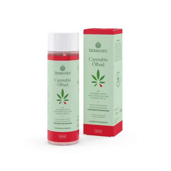 Ulei de baie cu ulei de cannabis, trandafir si minerale Dermasel 250 ml Ulei de baie cu ulei de cannabis, trandafir si minerale Dermasel 250 ml