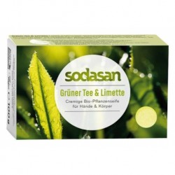 Sapun crema bio ceai verde si lime 100g Sodasan                                                      Sapun crema bio ceai verde si lime 100g Sodasan